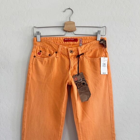 NWT Y2K Vintage Big Star Low Rise Orange Boot Cut Jeans Size 25 - Picture 2 of 10